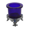 1928 Jewelry Pewter Votive Oval Stone Glass Candle Holder