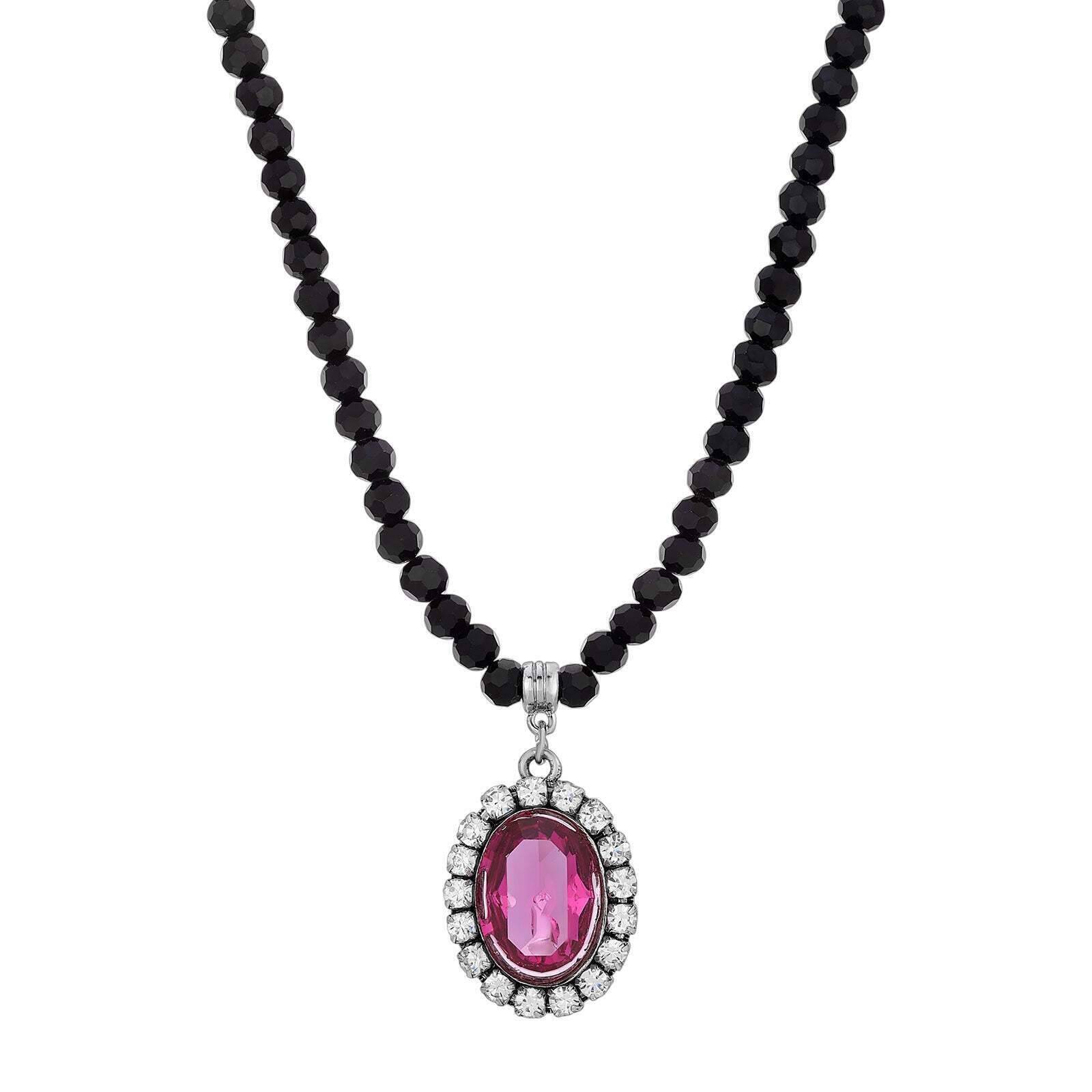 1928 Jewelry Regal Austrian Crystal Pendant Strand Necklace 15" + 3" Extender