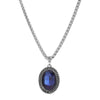 1928 Jewelry Oval Faceted Dark Blue Crystal Pendant Necklace 14