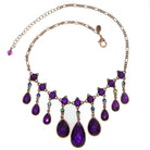 1928 Jewelry Mystic Purple Stone & AB Crystal Bib Statement Necklace 16" + 3" Extension