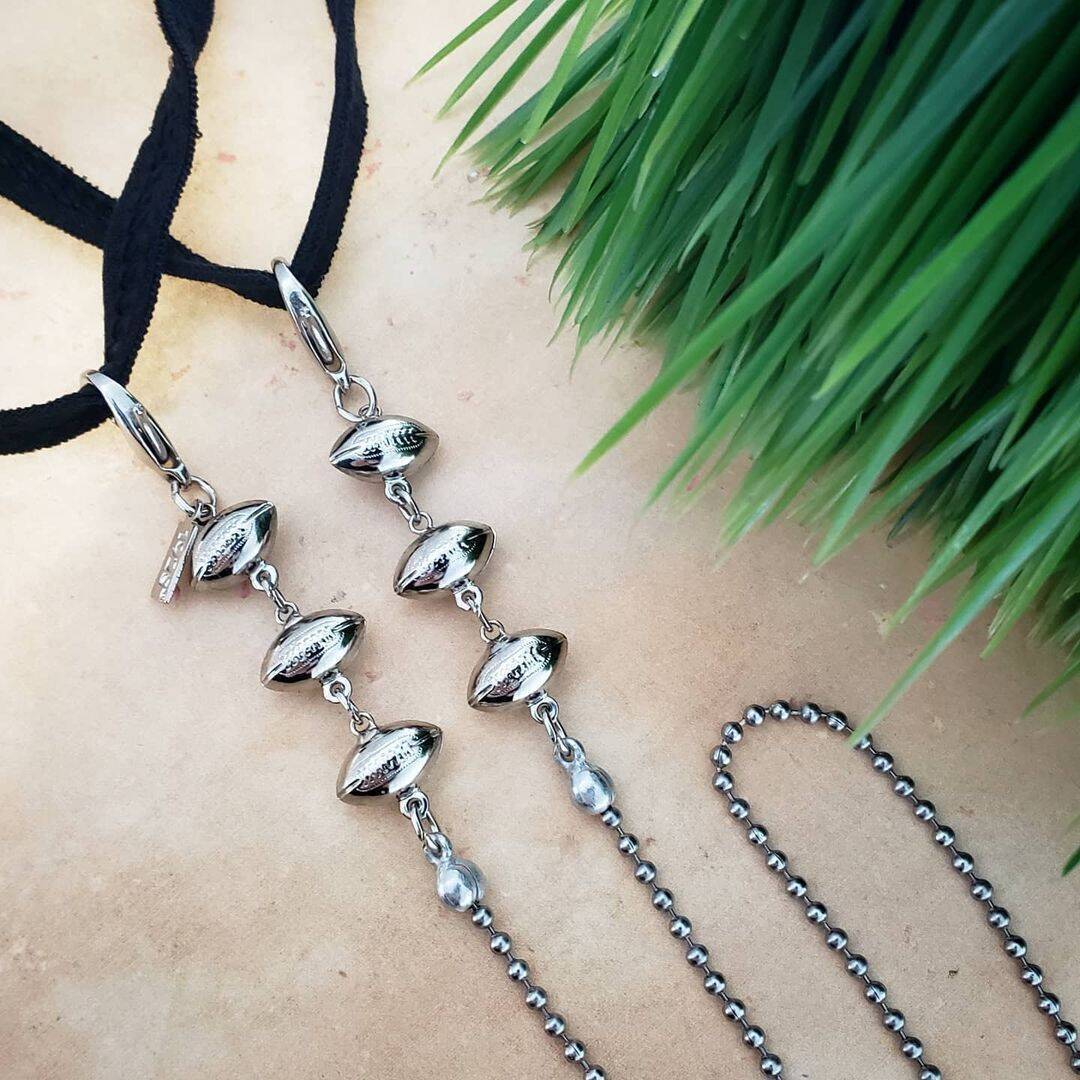 1928 Jewelry Stainless Steel Football Face Mask Chain 22 Inches