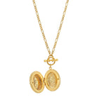 1928 Jewelry Oval Crystal Filigree Double Locket Necklace 30"