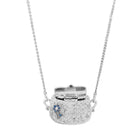 1928 Jewelry Montana Blue Crystal Flower Purse Locket Necklace 32"