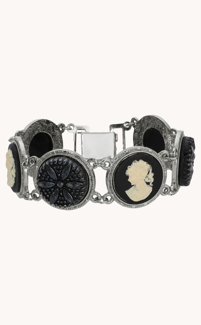 Black Floral & Cameo Bracelet
