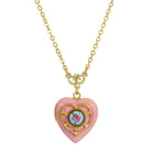 1928 Jewelry Heart Picture Locket Pink Rose Necklace 16" + 3" Extender