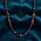 Bohemian Multi Color Beaded Necklace ib dark blue fabric