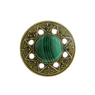 Aztec Mandala Semi-Precious Green Round Malachite Ring