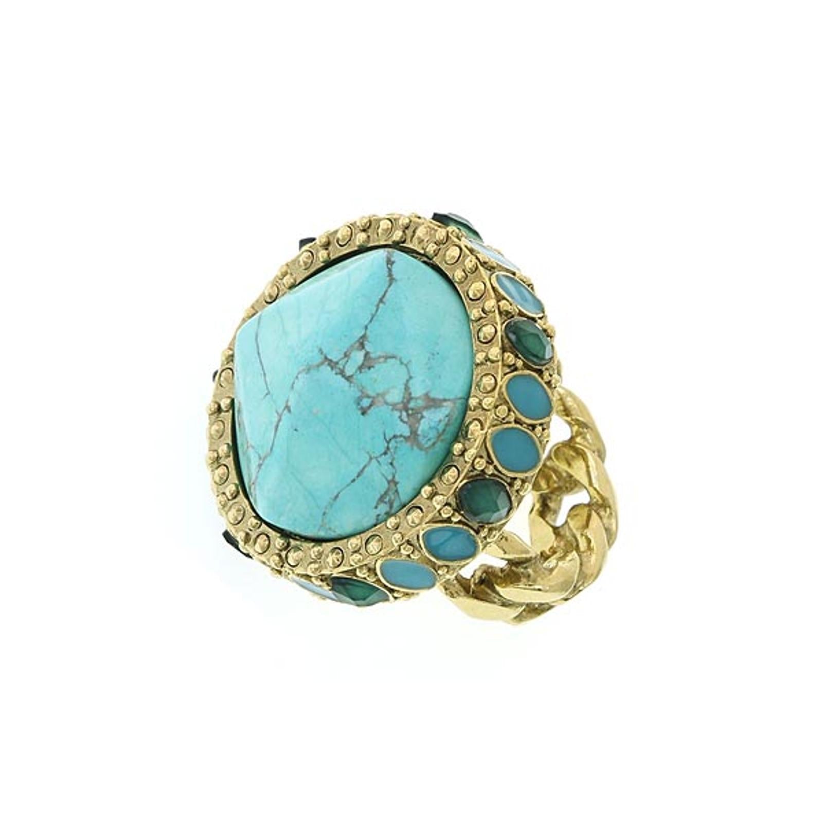 2028 Jewelry Oasis Green & Turquoise Stone Round Ring