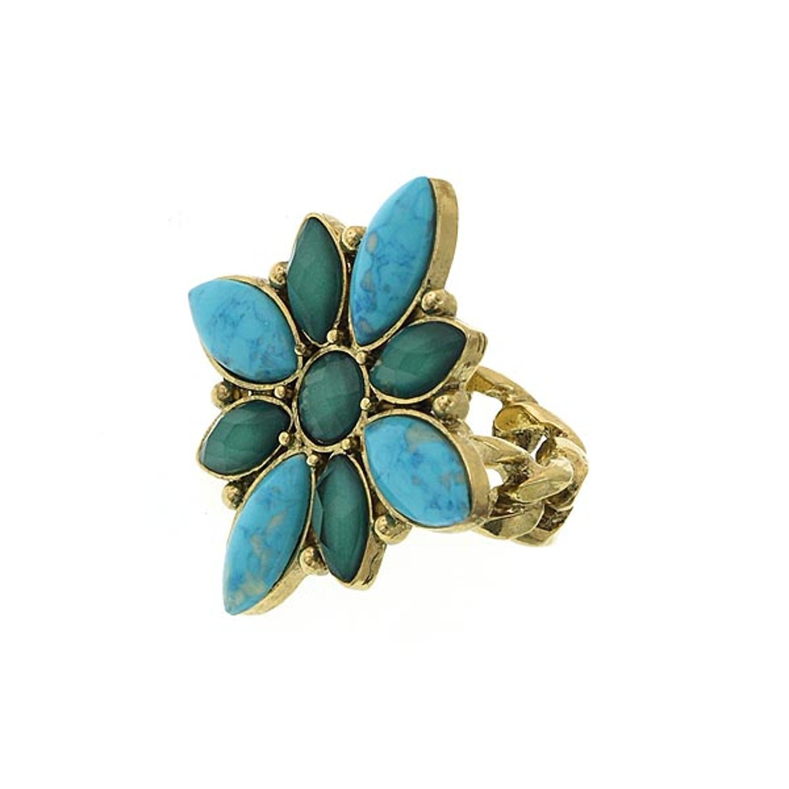 2028 Jewelry Oasis Green & Turquoise Stone Marquise Ring