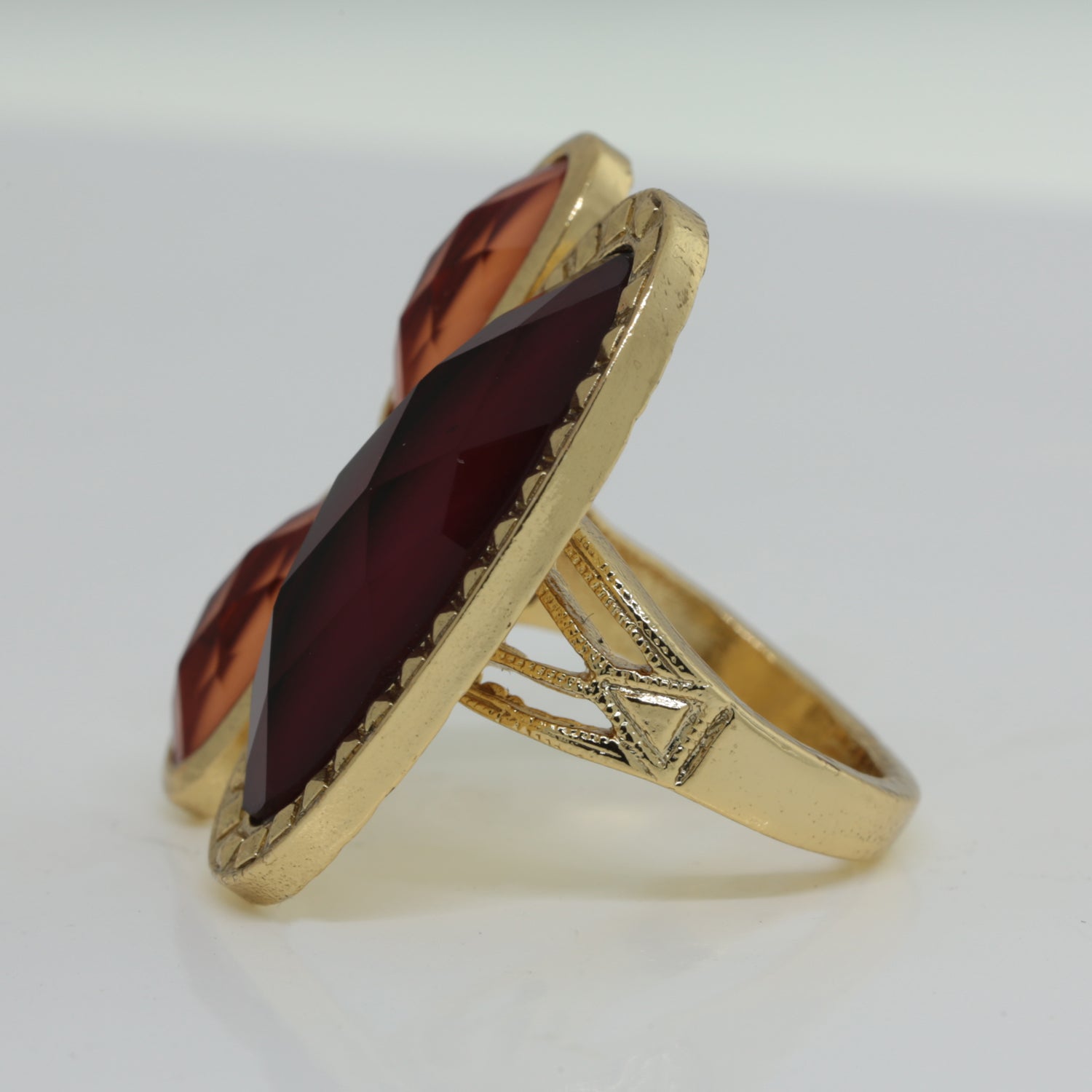 1928 Jewelry Raspberry & Peach Stone Ring