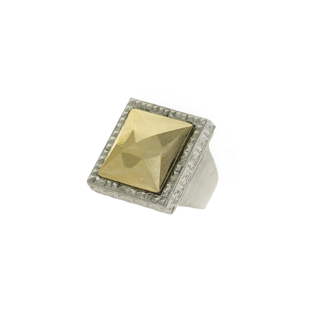1928 Jewelry Fusion Lux Faceted Stone Square Ring