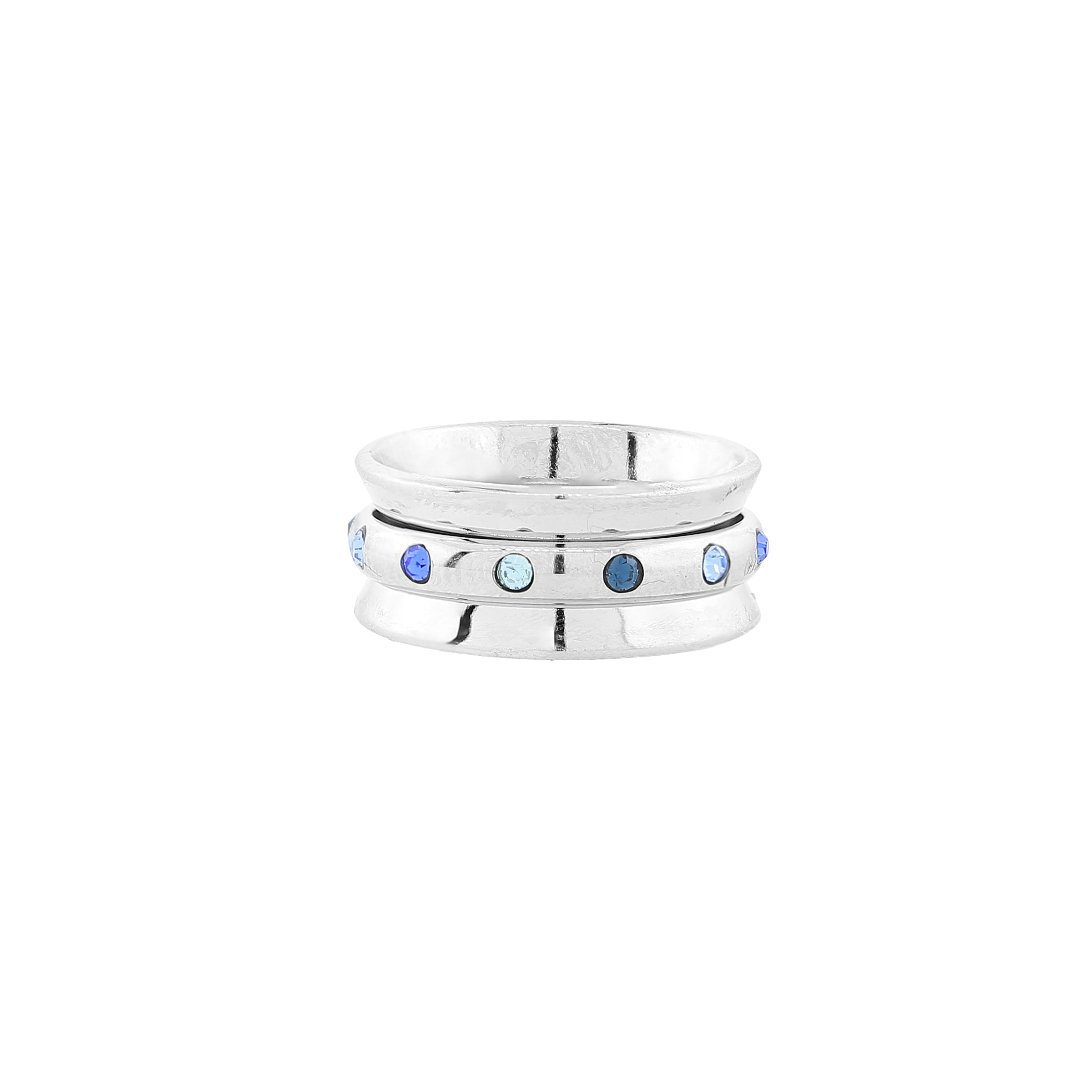 Blue Aqua Marine Crystal Anxiety Spinner Ring