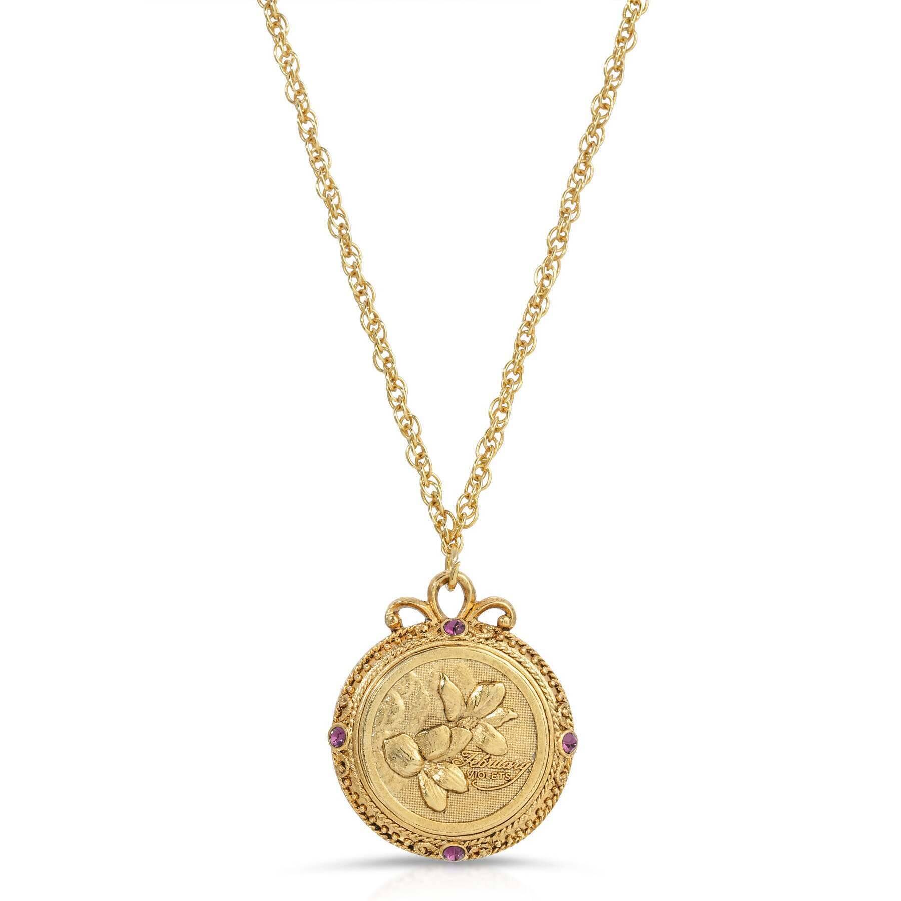 1928 Jewelry Flower of The Month Crystal Pendant Necklace 20"