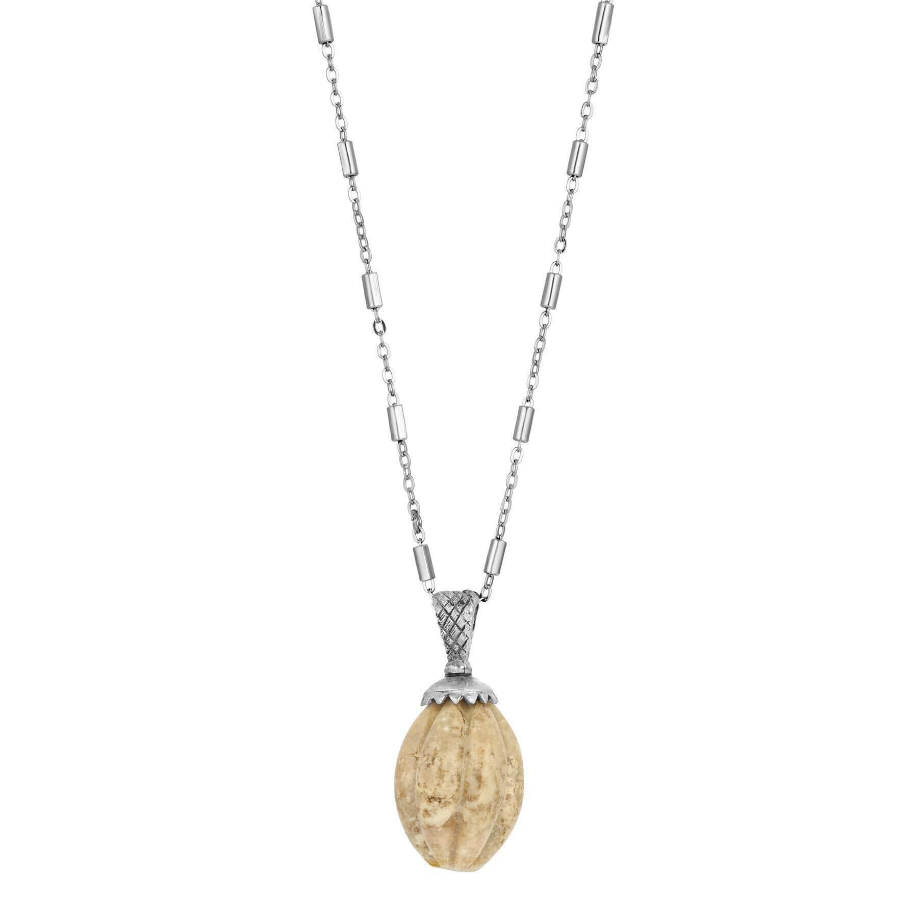 1928 Jewelry Gemstone Bead Pendant Necklace 26"