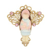 1928 Jewelry Winged Filigree Porcelain Child With Doll Pin