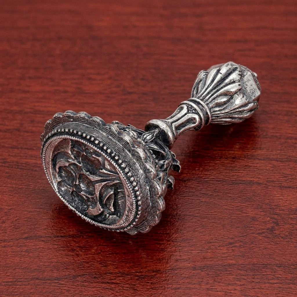 Floral Garden Wax Seal Stamp on a wooden surface