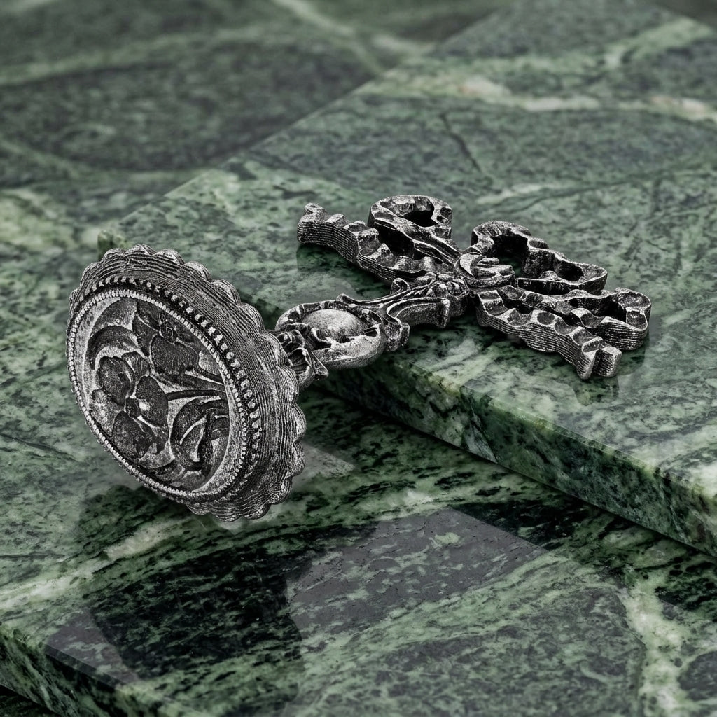 Garden Flowers Wax Seal Stamp on a green marble surface