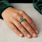 Hand wearing a Jade Gemstone Crystal Accent Ring