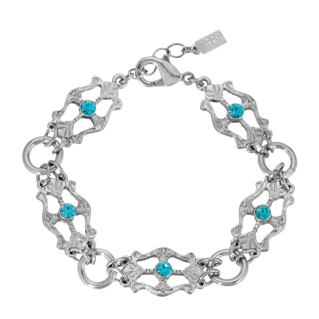 Deco Flare Aqua Blue Crystal Link Bracelet