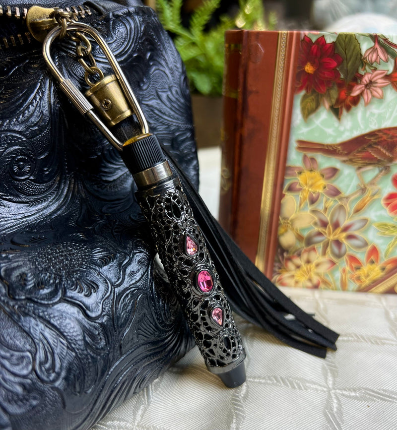 1928 Jewelry Multi Crystal Filigree Key Chain Flashlight