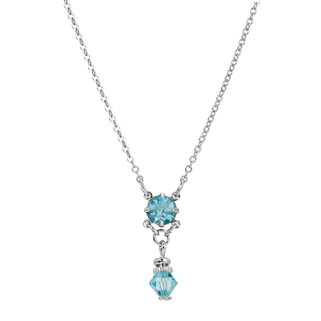 Deco Flare Crystal Drop Pendant Necklace 18"