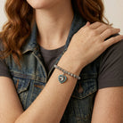 Person wearing a Heart Horse Head Turquoise Crystal Lantern Bead Stretch Bracelet