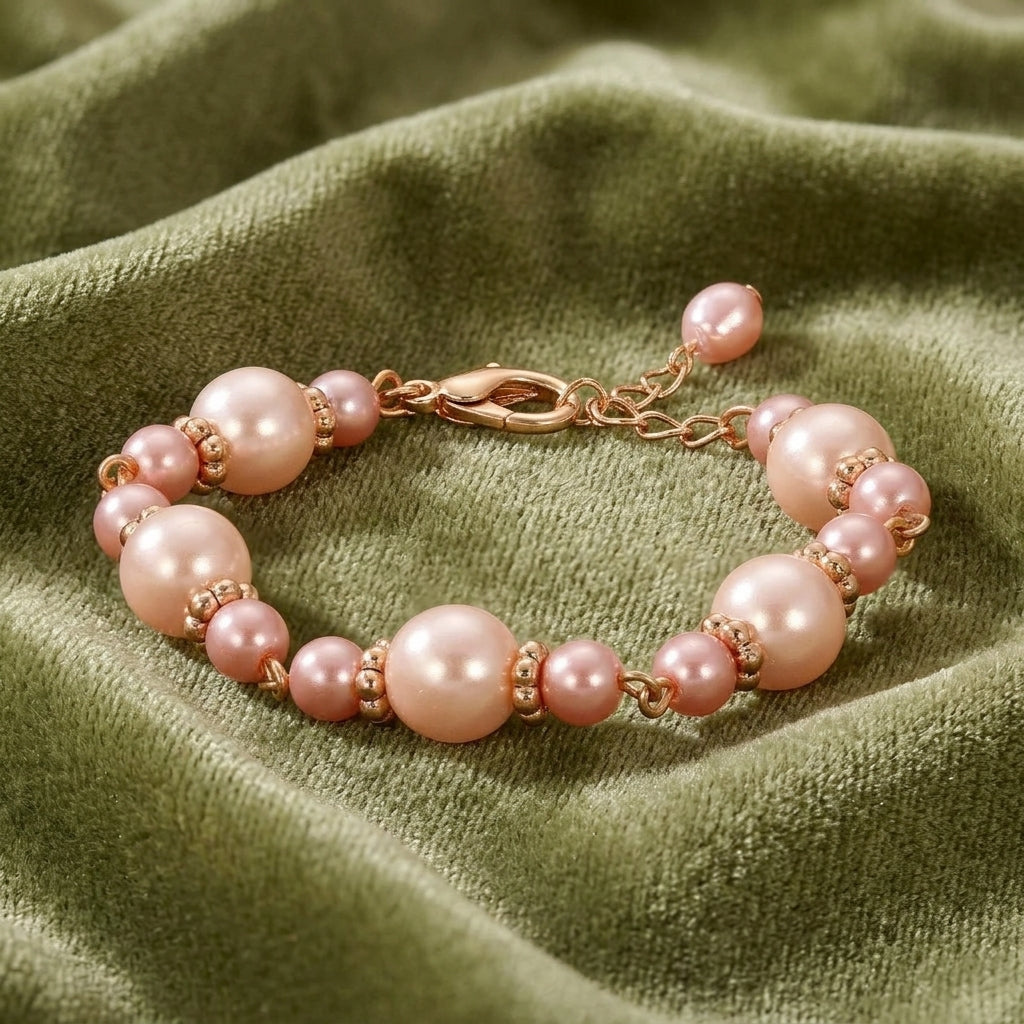 1928 Jewelry Rosabella Raspberry & Champagne Faux Pearl Bracelet