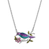 1928 Jewelry Enameled Perched Bird Pendant Necklace 18