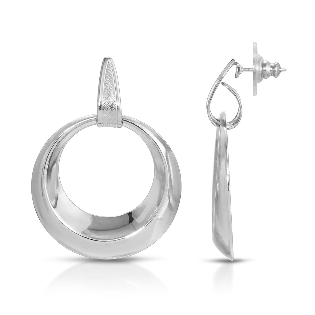 1928 jewelry round polished hoop post drop earrings