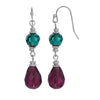 1928 Jewelry Monarch Emerald & Amethyst Crystal Dangle Earrings