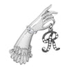 1928 Jewelry Belle Epoch Victorian Hand Model Crystal Initial Pin