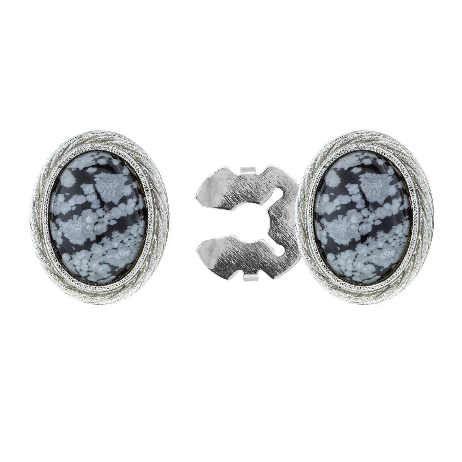 1928 Jewelry CUFF IT!¨ Cufflinks Genuine Stone Oval Button Cover