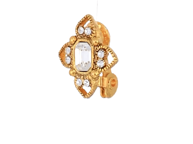 1928 Jewelry Octagon Crystal Floral Clip On Earrings