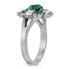 1928 Jewelry Pewter Dark Green And Clear Crystal Ring Size 7