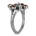1928 Jewelry Pewter Red & Crystal Diamond Shaped Ring Size 7