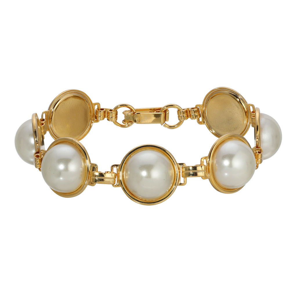 1928 Jewelry Multi Faux Pearl Link Bracelet
