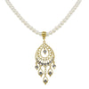 1928 Bridal Crystal Filigree Drop On 6mm Faux Pearl Strand Pendant Necklace 15