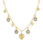 1928 Jewelry Diamond Channel Austrian Crystal Stones with Hearts Drop Necklace 16" + 3" Extender