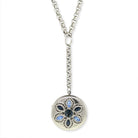 1928 Jewelry Crystal Flower Round Locket Necklace 22 + 3" Extender