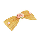 1928 Jewelry Pink Porcelain Flower Mesh Bow Hair Barrette