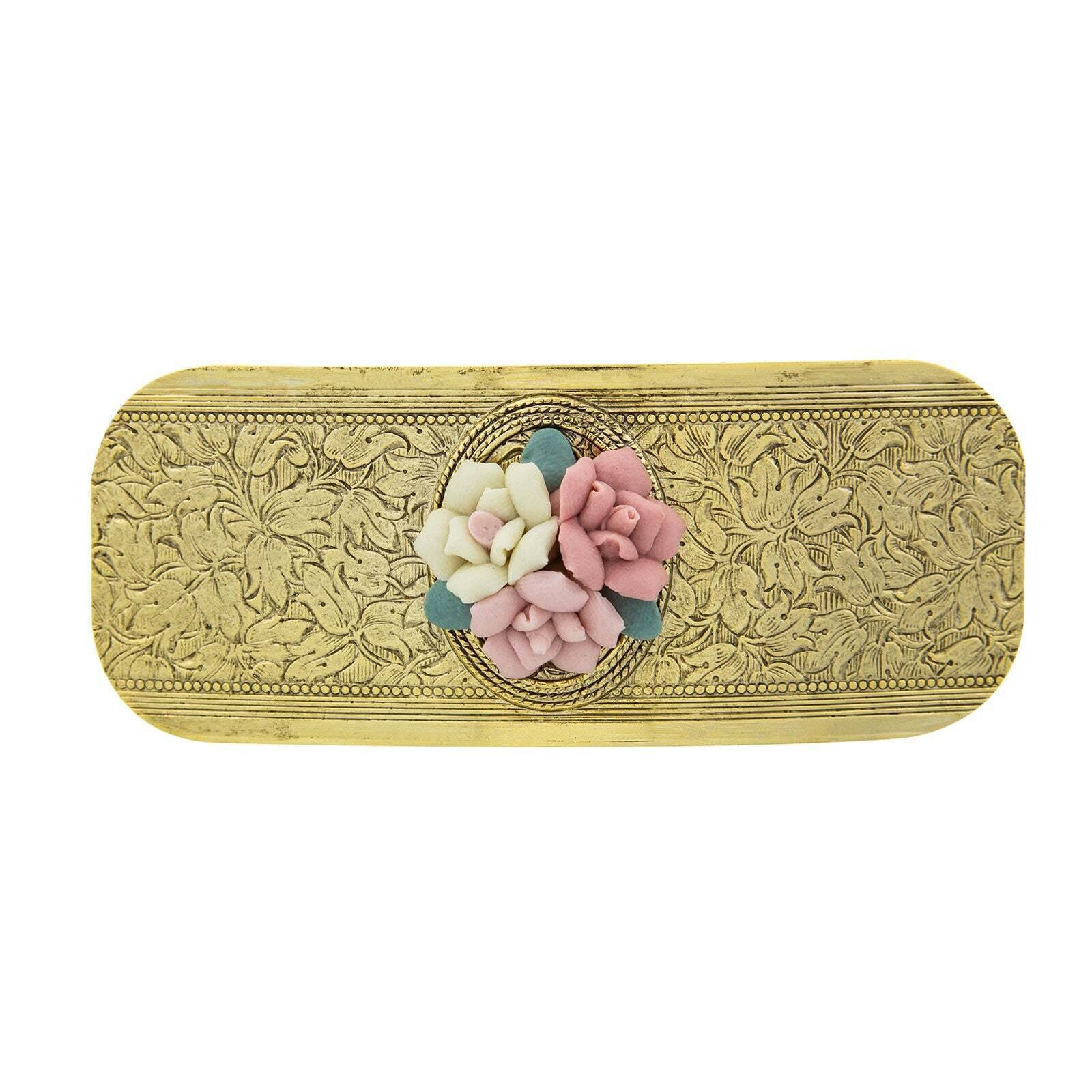 1928 Jewelry Large Pink Porcelain Flower Hair Barrette