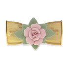 1928 Jewelry Large Pink & Green Porcelain Flower Mesh Bow Hair Barrette