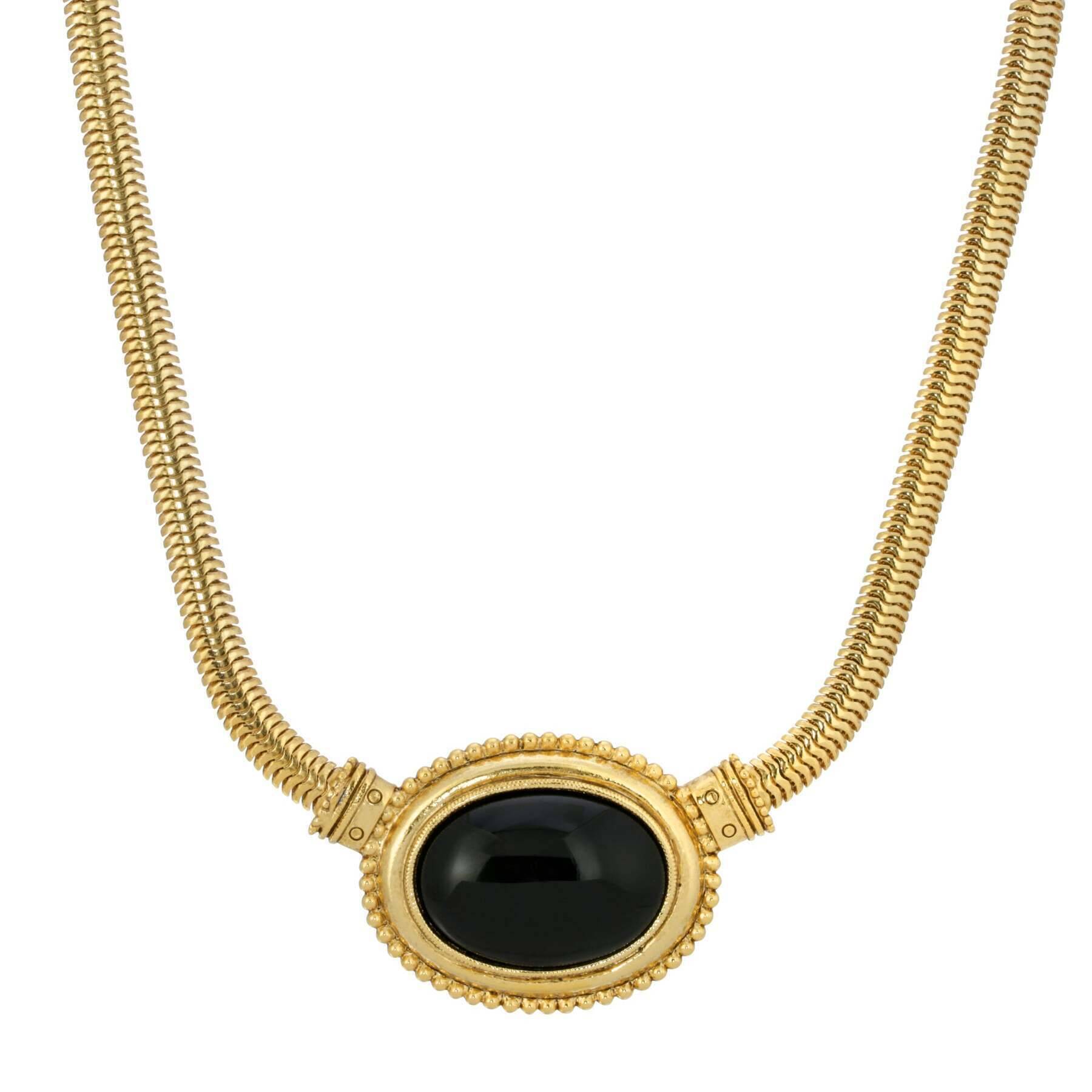 1928 Jewelry Eternal Elegance Oval Gemstone Collar Necklace 16" + 3" Extension