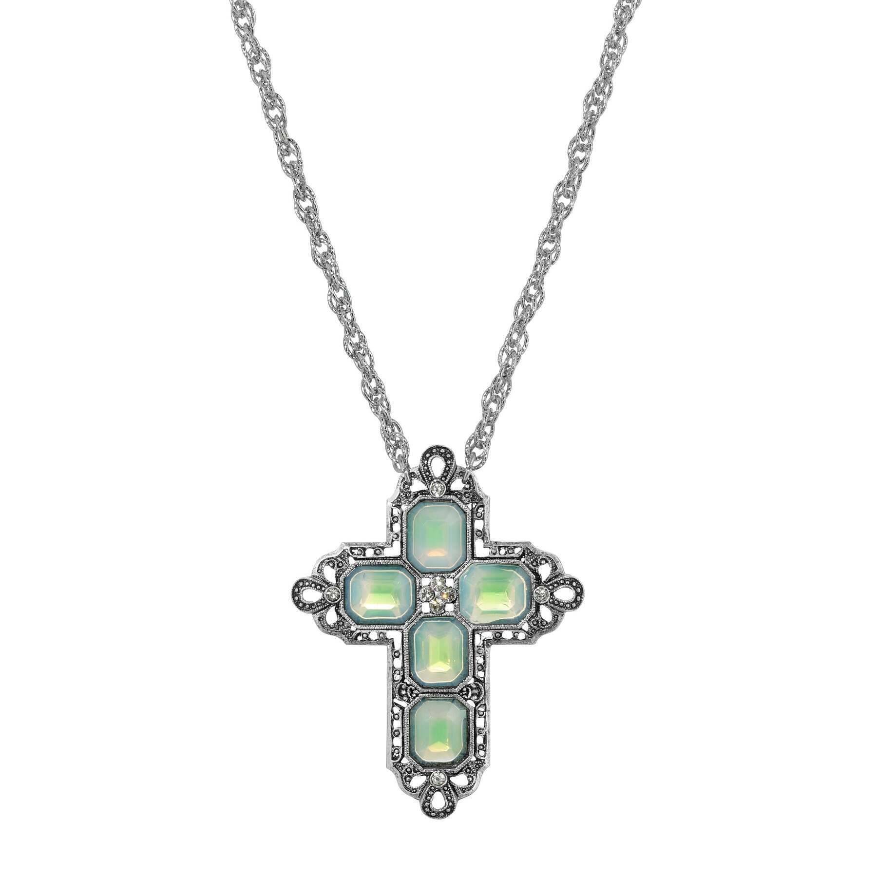 Symbols Of Faith Regal Filigree Crystal Cross Pendant Necklace 30"