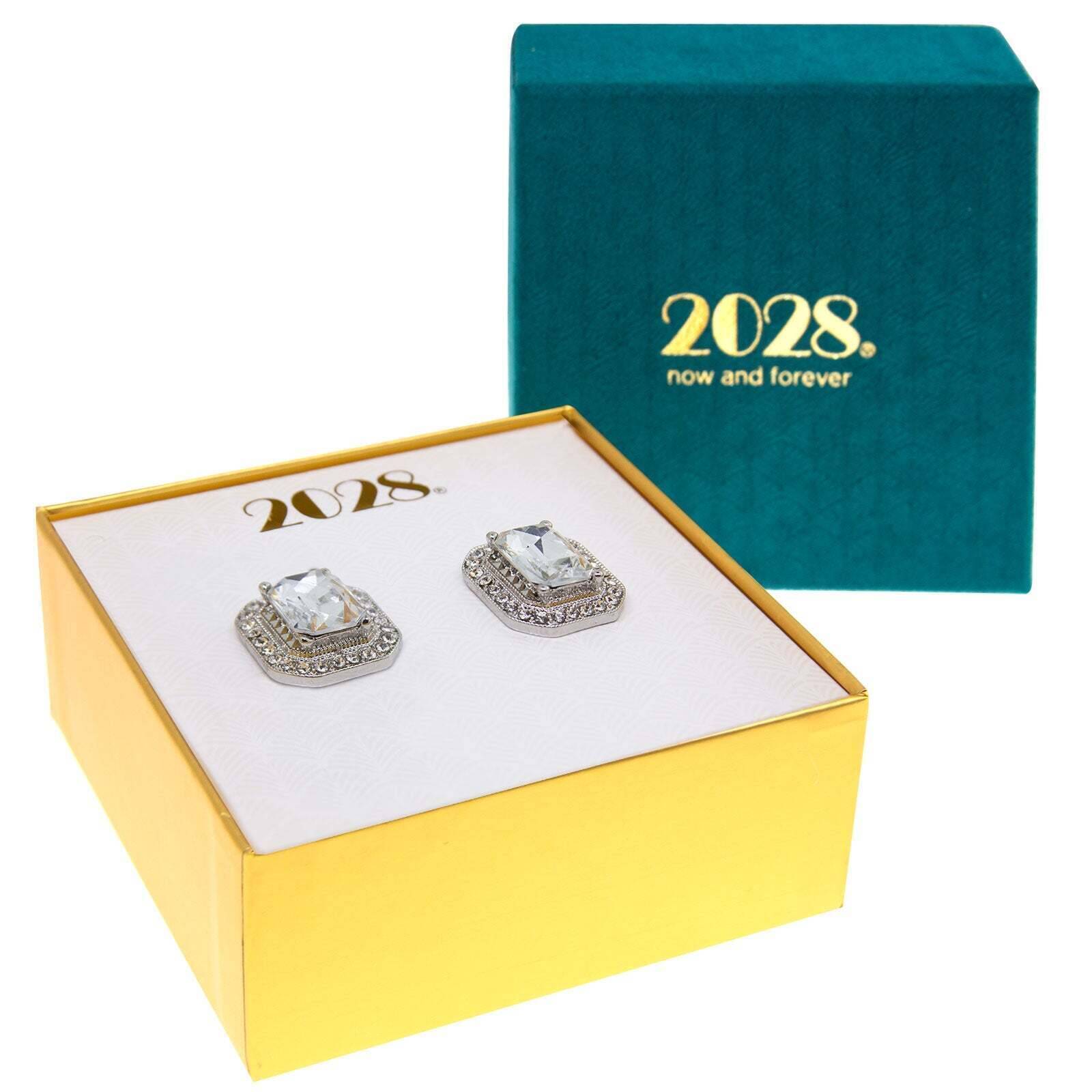 2028 Jewelry Crystal Octagon Button Earrings