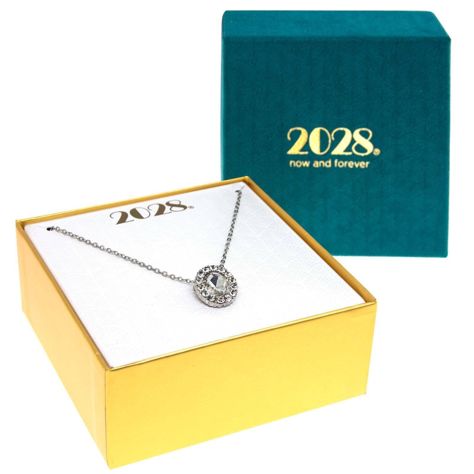 2028 Jewelry Crystal Oval Pendant Necklace 16" + 3" Extender