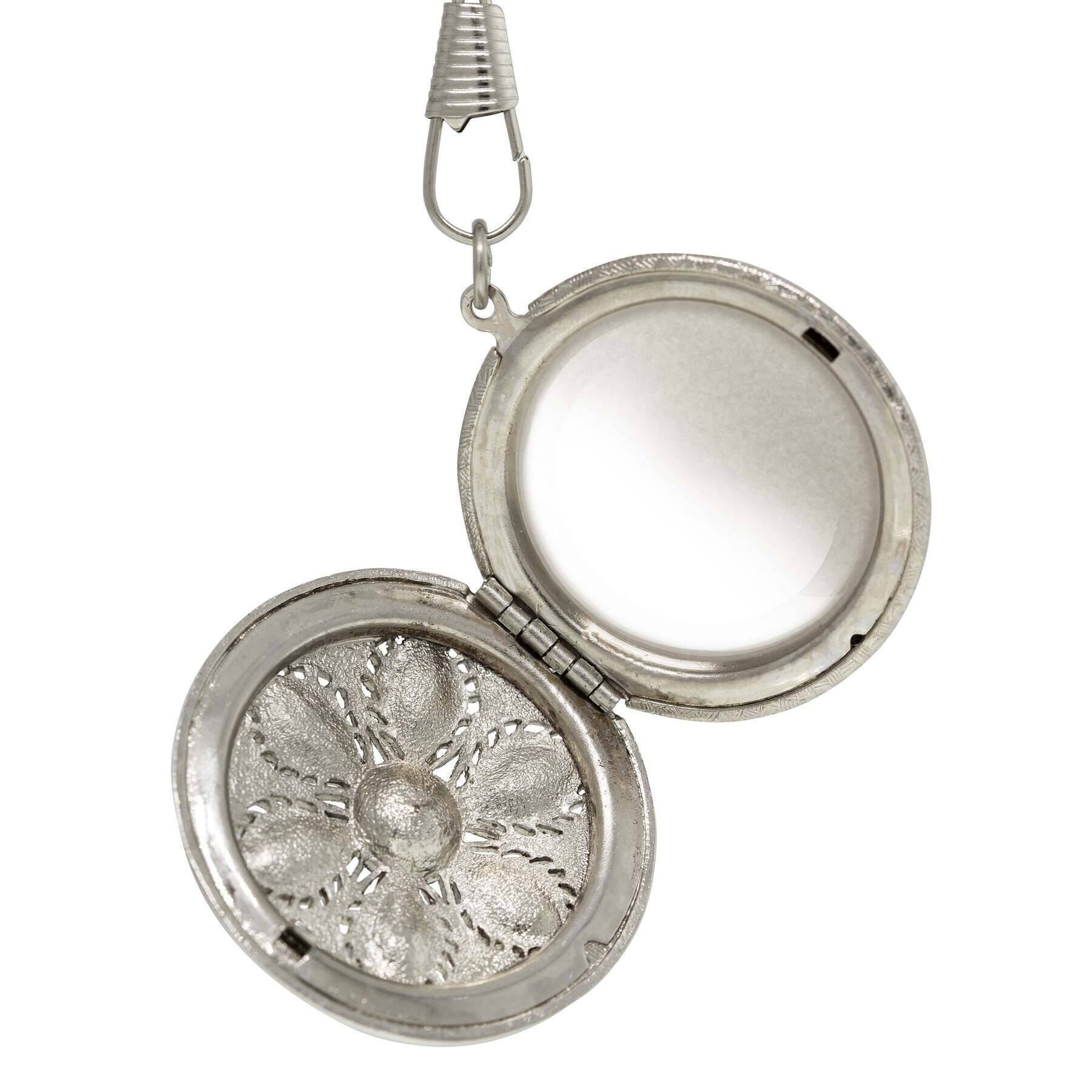 1928 Jewelry Patriotic Red White and Blue Crystal Locket Necklace 28"