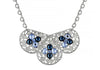 1928 Jewelry Triple Filigree Teardrop Sapphire Blue Crystal Bib Necklace 16
