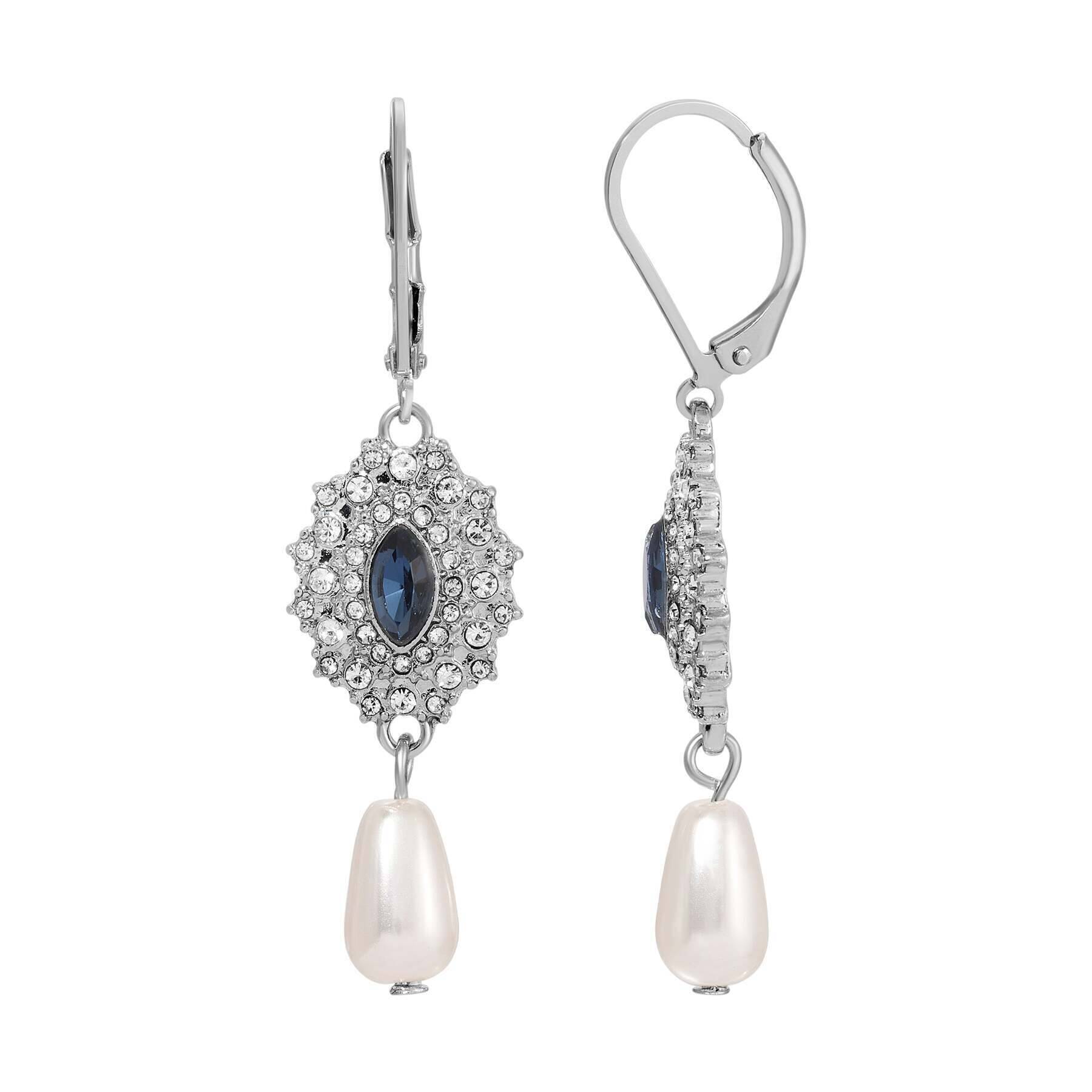 Regency Starburst Crystal Pearl Drop Earrings