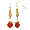 1928 Jewelry Carnelian Bead Heritage Treasure Dangle Earrings